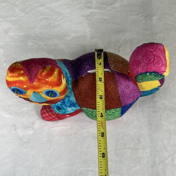 Laurel Burch Inspired Patchwork Cat Fabric & Ceramic Money Bank Bnfts Charity - Picture 7 of 11